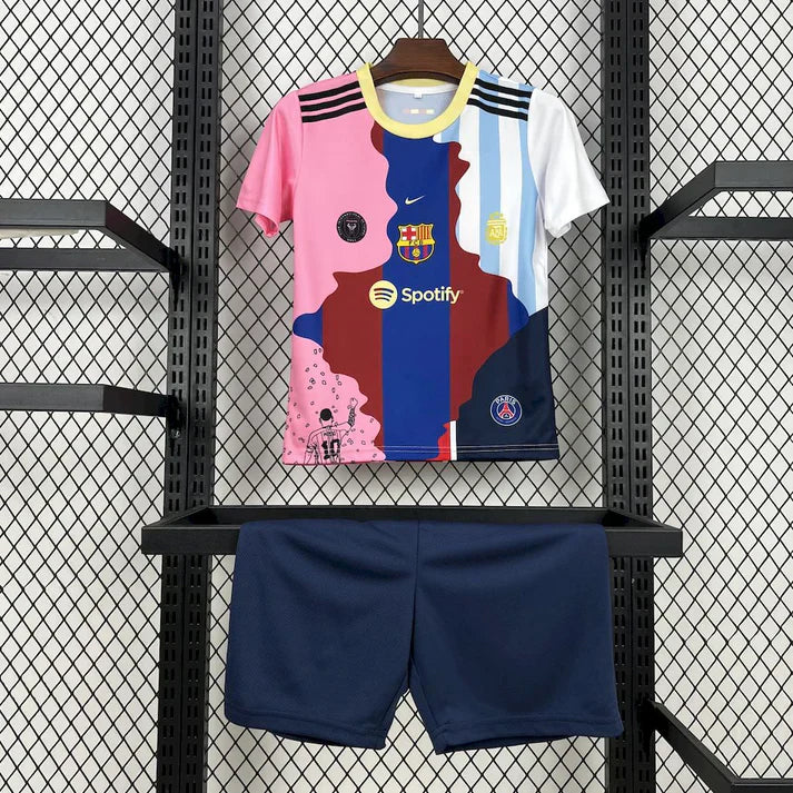 Kit enfant maillot mix club Lionel Messi