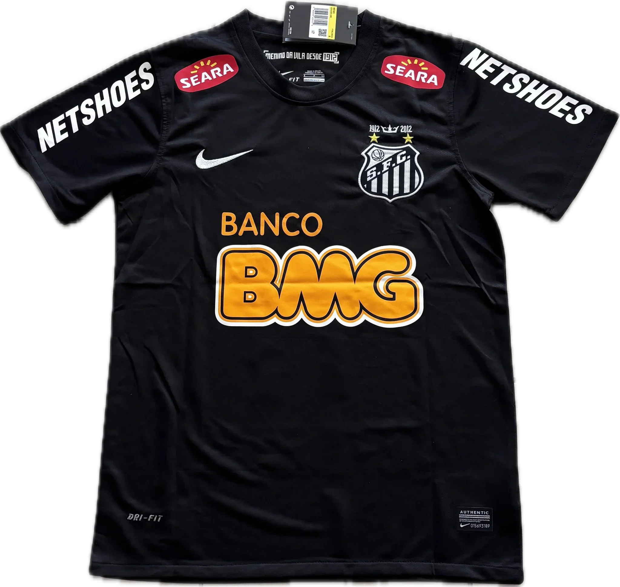 Maillot Classique Santos Extérieur Noir Neymar Jr 11 2011/12