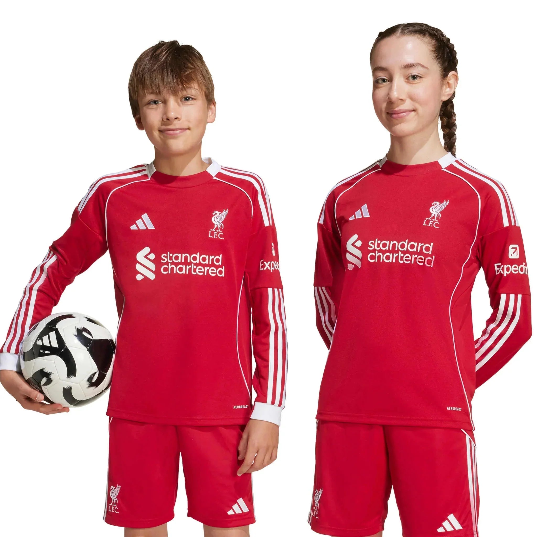 Liverpool 2025-26 Youth Stadium Home Long-Sleeve Soccer Jersey