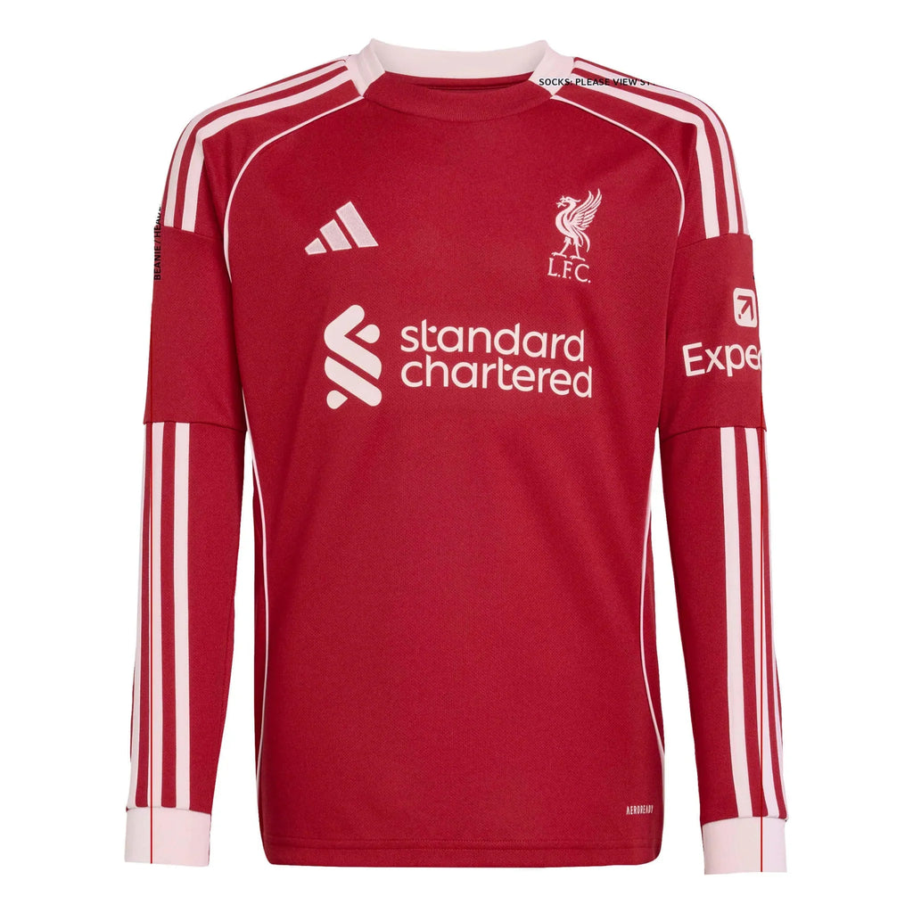 Liverpool 2025-26 Youth Stadium Home Long-Sleeve Soccer Jersey