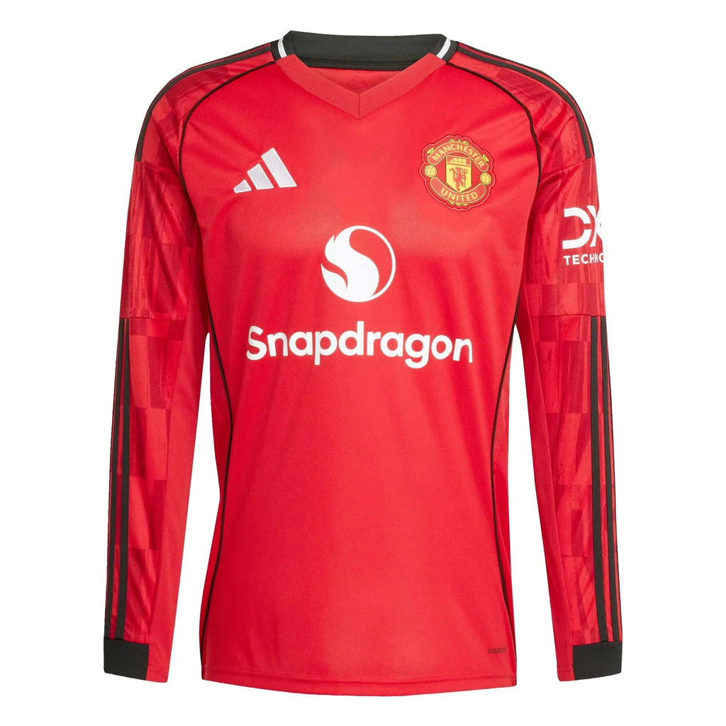 Manchester United 2025-26 Men's Stadium Home Long-Sleeve Soccer Jersey