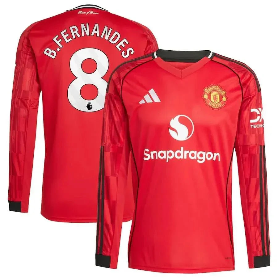 Manchester United 2025-26 Youth Stadium Home Long-Sleeve Soccer Jersey