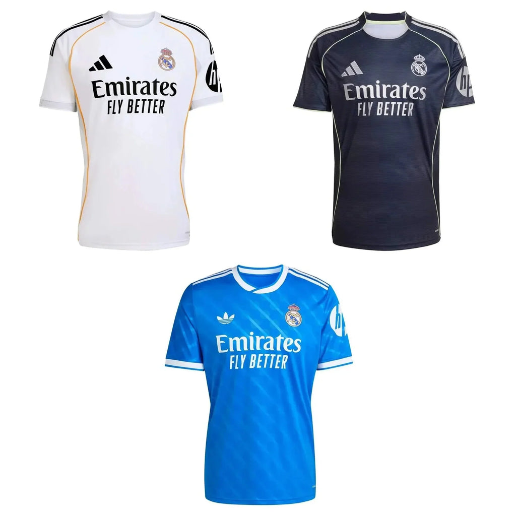 Read Madrid 2025-26 Men's Home/Away/Third Jersey Bundle