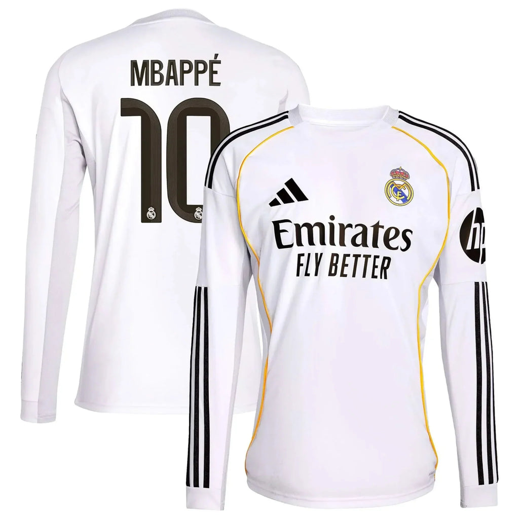 2025-26 Real Madrid Youth Stadium Home Long-Sleeve Soccer Jersey