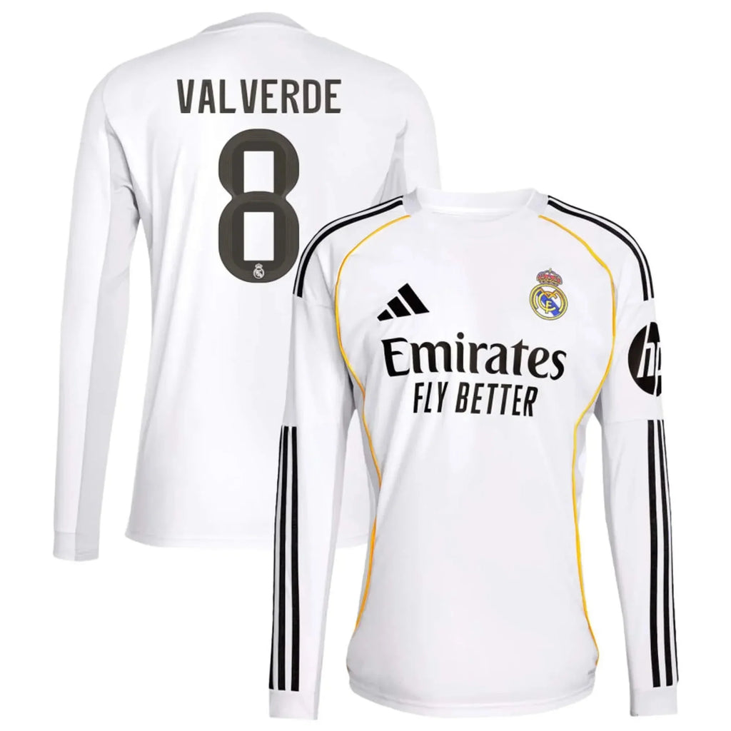 2025-26 Real Madrid Men's Stadium Home Long-Sleeve Soccer Jersey