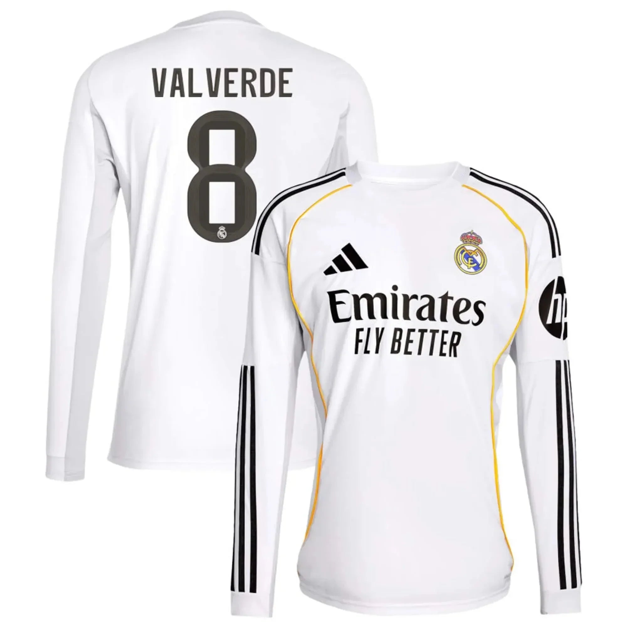 2025-26 Real Madrid Men's Stadium Home Long-Sleeve Soccer Jersey