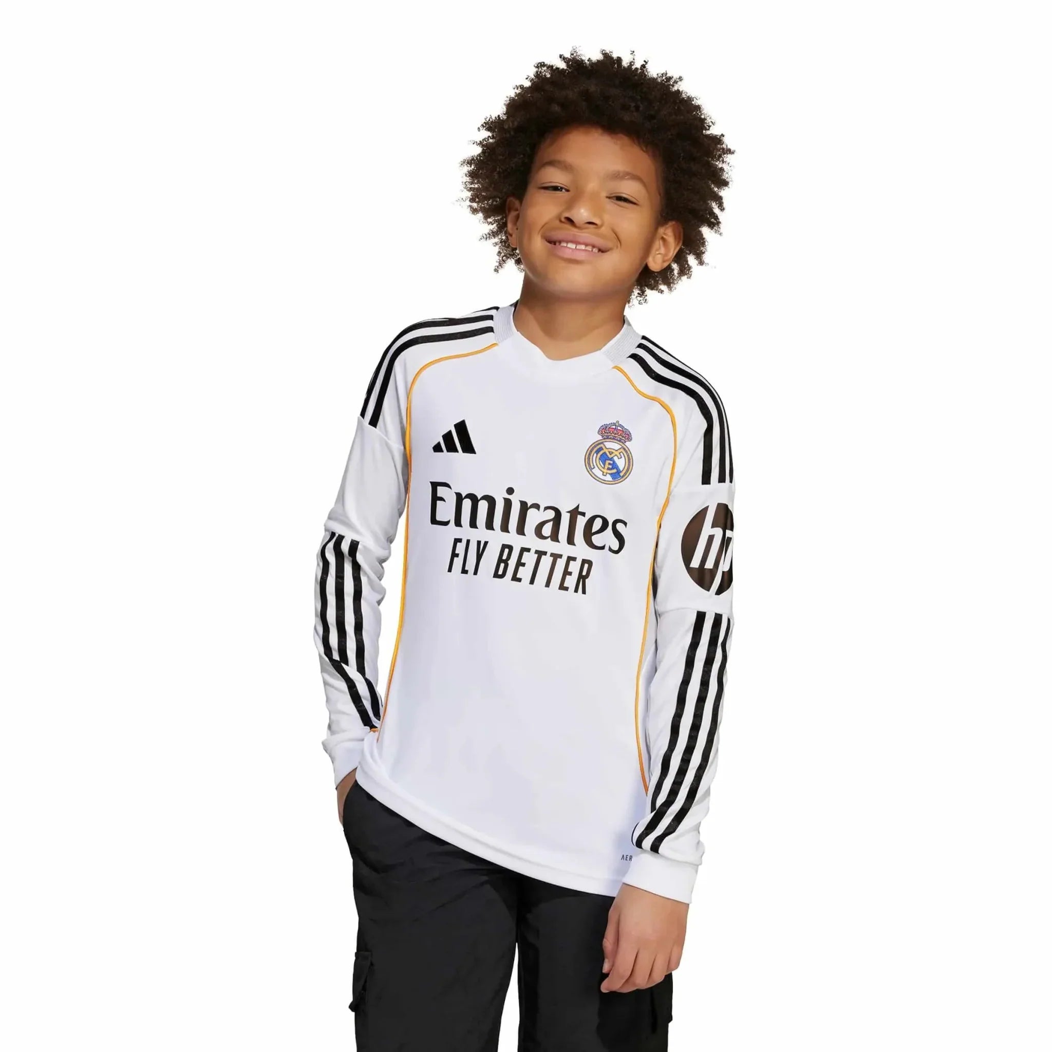 2025-26 Real Madrid Youth Stadium Home Long-Sleeve Soccer Jersey