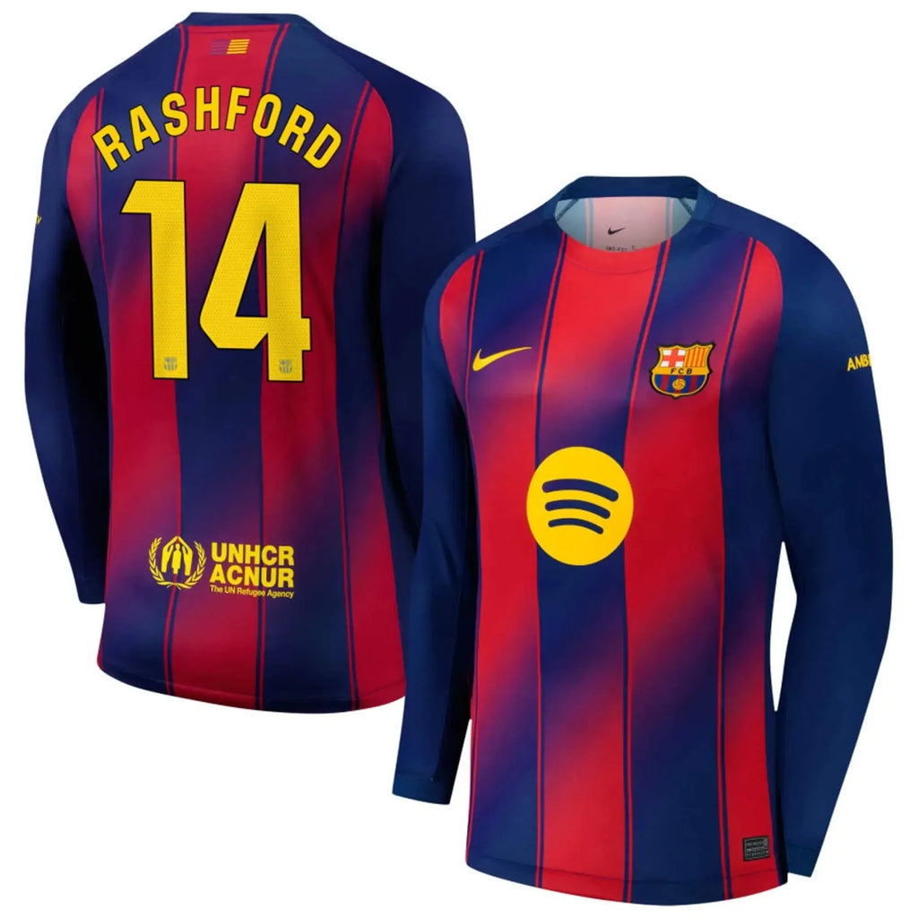Barcelona 2025-26 Men's Stadium Home Long-Sleeve Soccer Jersey