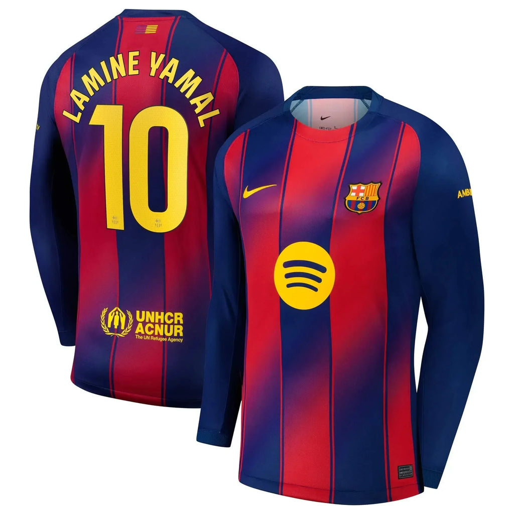 Barcelona 2025-26 Men's Stadium Home Long-Sleeve Soccer Jersey