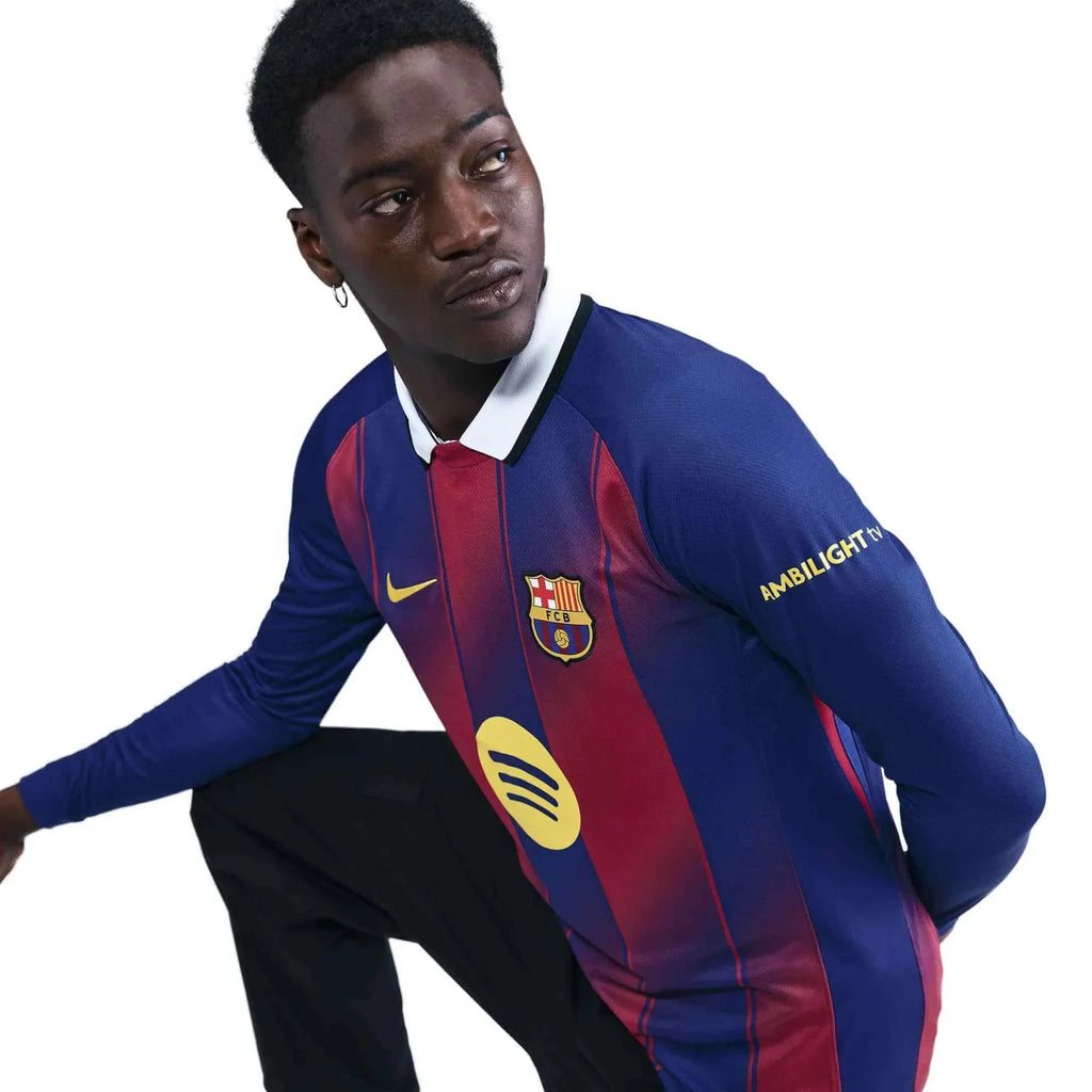 Barcelona 2025-26 Men's Stadium Home Long-Sleeve Soccer Jersey