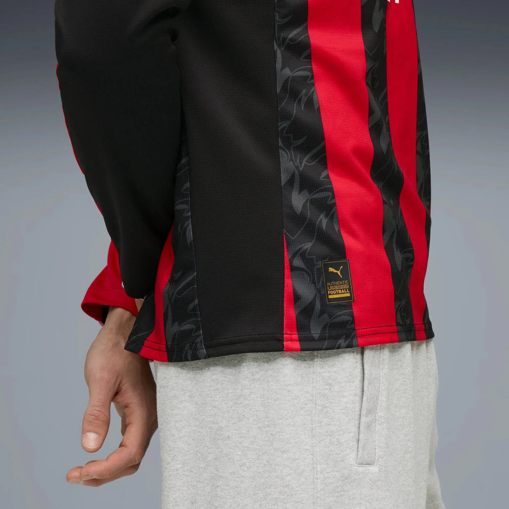 AC Milan 2025-26 Men's Stadium Home Long-Sleeve Soccer Jersey
