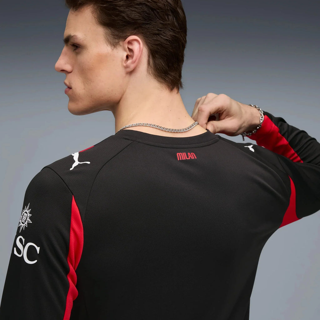 AC Milan 2025-26 Men's Stadium Home Long-Sleeve Soccer Jersey