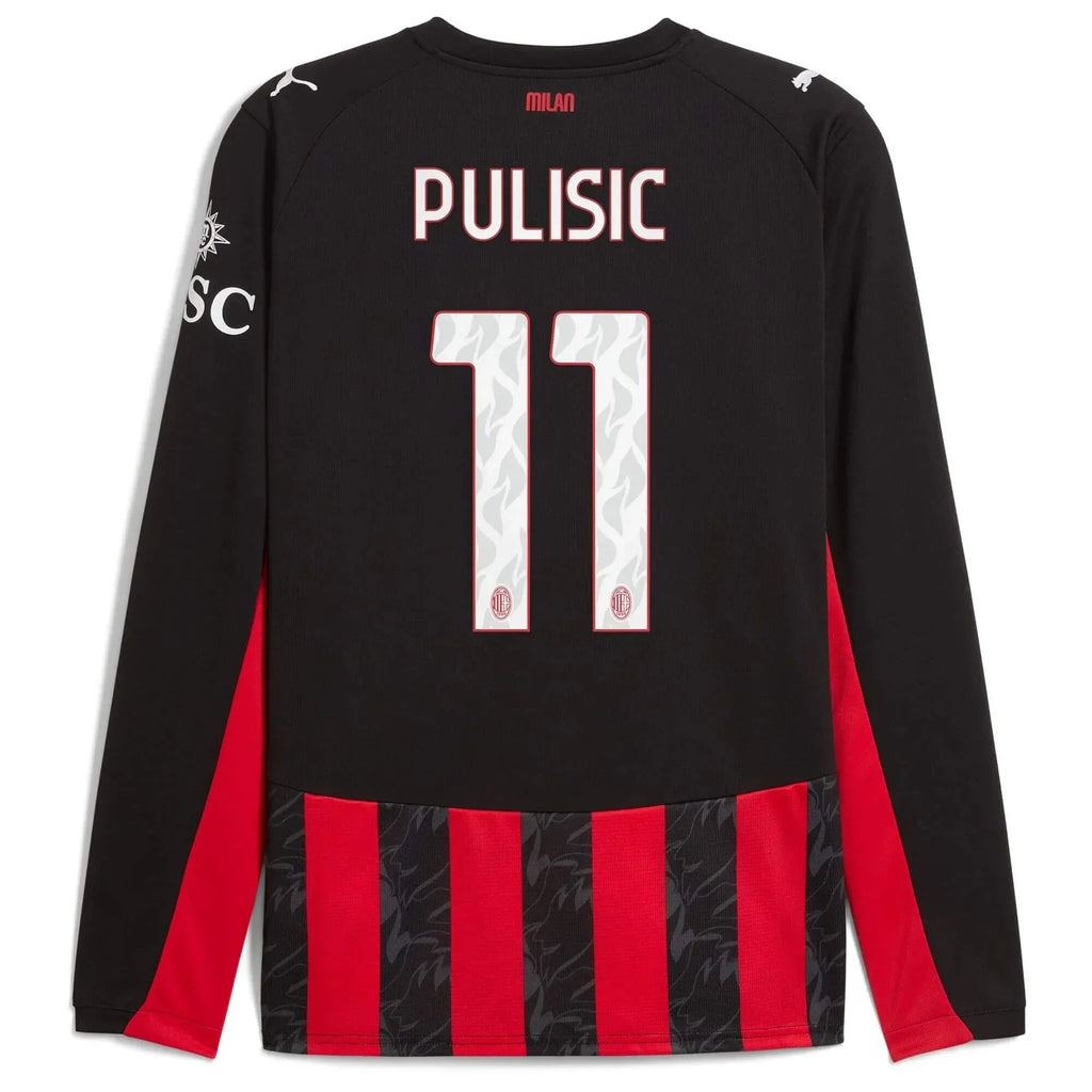 AC Milan 2025-26 Men's Stadium Home Long-Sleeve Soccer Jersey