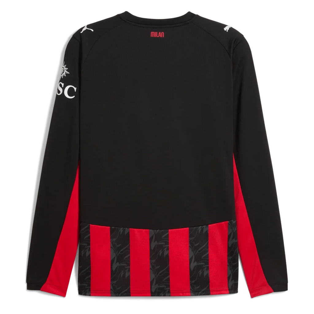AC Milan 2025-26 Men's Stadium Home Long-Sleeve Soccer Jersey