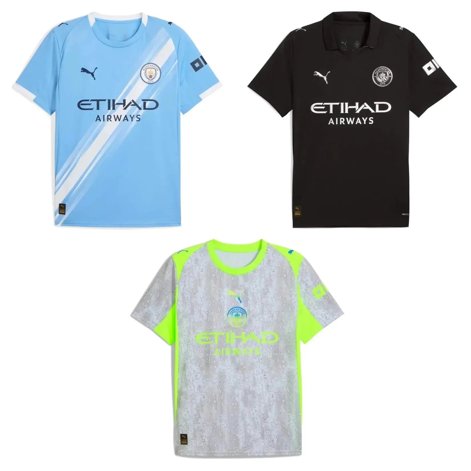 Manchester City 2025-26 Men's Home/Away/Third Jersey Bundle