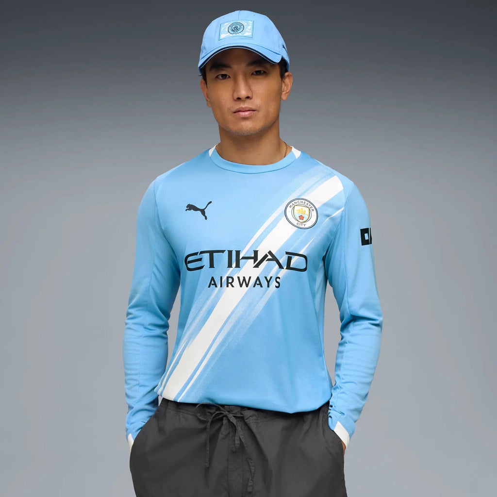Manchester City 2025-26 Men's Stadium Home Long-Sleeve Soccer Jersey